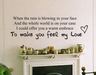 Make You Feel My Love Adele Song Lyrics Vinyl Wall Art Stickers 