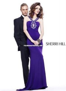 Sherri Hill 2888 Purple Jeweled Fit Flare Gala Gown Dress 8