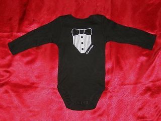 New! Calvin Klein Infant Baby Boys Black Tuxedo One Piece Bodysuits 0 