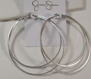 NEW Jessica Simpson Jewelry Silver toned 2.5 inch Double HOOP Earrings 