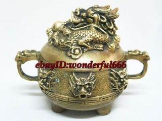 Chinese Classical Brass Beautiful Statue Dragon Censer Incense Censer 