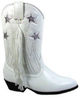 Girls White Cowboy Boots Faux Leather Fringed Cowgirl Boots Children 