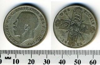   Britain 1922   1 Florin Silver Coin (2 Shillings)   King George V