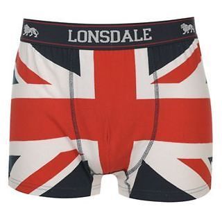 Mens Lonsdale Union Jack Boxer Shorts Trunks Cotton Underwear 2pack S 