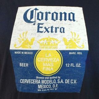 NEW Navy Blue Vintage Look Corona Extra T Shirt Tshirt Yellow Size XL 