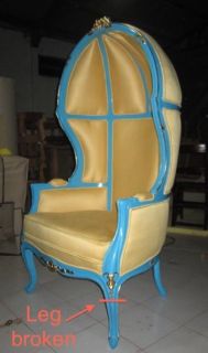 DAMAGED 1 x French provincial Louis XV hooded canopy showhouse chair 