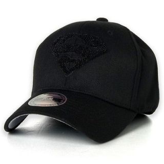 Superman Woolly Logo Baseball Cap Flexfit Spandex Hat Black AC216 New