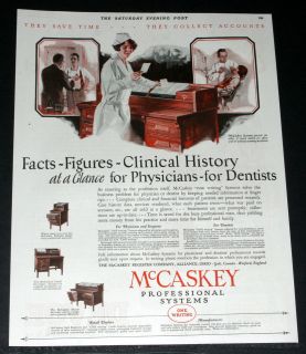 1927 OLD MAGAZINE PRINT AD, McCASKEY FILES FOR PHYSICANS, DENTISTS 