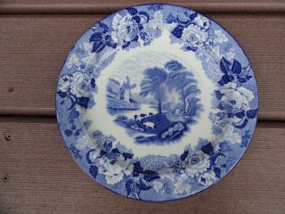 vintage woods ware enoch wood english blue white plate time