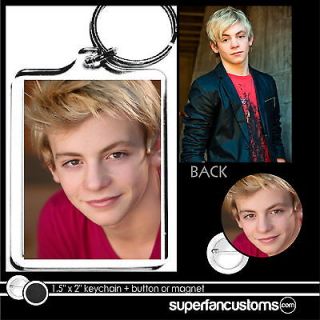 Ross Shor Lynch KEYCHAIN + BUTTON or MAGNET pin and Austin & Ally key 