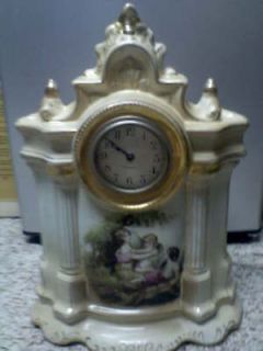 antique gilbert porcelain angel clock winding clock time left $