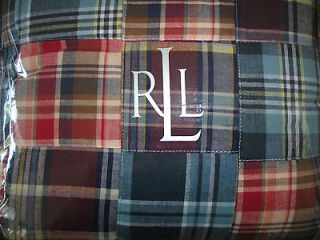 New Ralph Lauren University LAYNE MADRAS Blue Red Plaid QUILTED 