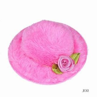 1x Hot Pink Mini Soft Feather Lady Children Rose Hat Hair Clip For 