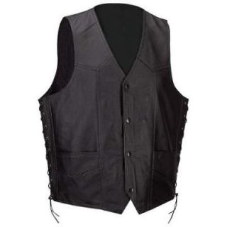 genuine solid leather motorcycle vest jacket new