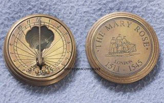 marine 5cm pocket nautical brass sundial compass mary rose london time 