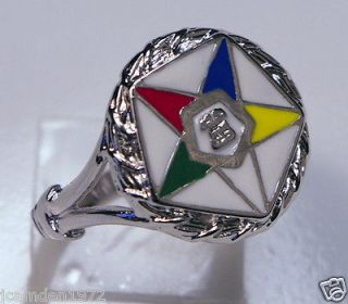 Masonic ladies OES Order of the Eastern Star White Gold Overlay size 7