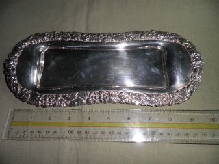 nice vintage silverplate on copper butler dish 