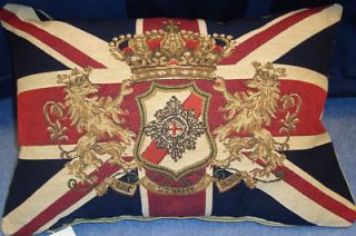   Flag Lion & Crown Belgian Tapestry Cushion 18 x 13   Evans Lichfield