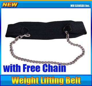 Weight Lifting Belt with Free Chain Nylon Dip Belt GYM Back Strength 