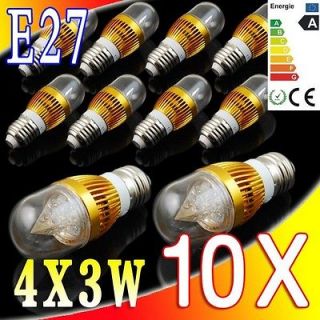 10X E27 Warm White 12w Round LED Crystal Light A. 4.5W Spot Light bulb 