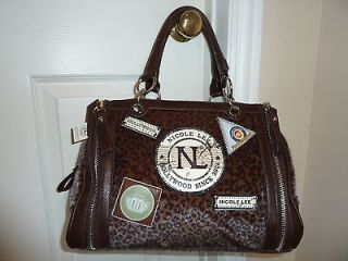nicole lee dana rockin leopard handbag brown nwt