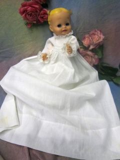   Victorian SMALL DOLL clothing long Christening GOWN dress LACE