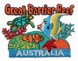 Great Barrier Reef Australia Travel Souvenir Embroidered Iron On Patch