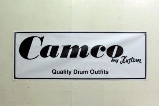 Vintage Camco by Kustom Drum Logo Mini Banner   White 11 x 29