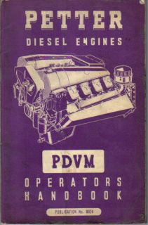 Petter Diesel Engines PDVM Original Handbook + Parts List 1960 No 