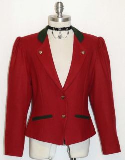 WOOL JACKET / ALPHORN   RED Winter Women German Riding Dress Suit Coat 