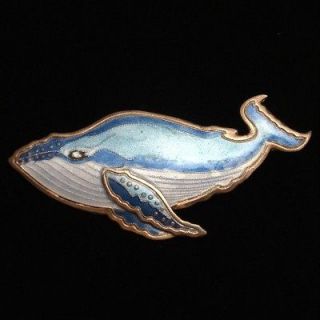 Humpback Whale Pin Vintage Sterling Silver Enamel