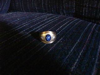 mens 14k blue star sapphire wedding ring with with diamonds