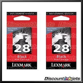 2p GENUINE Lexmark #28 18C1428 BLK Printer Ink Cartridge X2550 X2500 