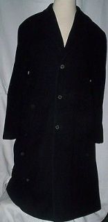 Mens Trench Coat Black London Fog Wool Lined Collar NICE Size 42