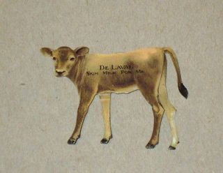 De Laval Tin Litho Calf Advertisment 1910 20s Cream Separator Skim 