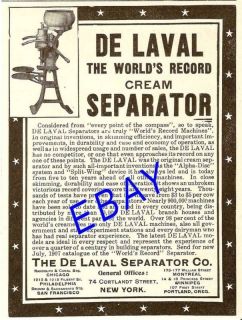 1907 de laval world record cream separator ad chicago returns
