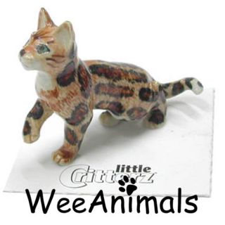 Little Critterz Spirit Marble Bengal Cat Miniature Figurine Wee Animal 