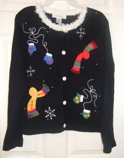   Michael Simon Christmas Sweater~Sz S~Mittens & Scarves~Ugly/C​ute