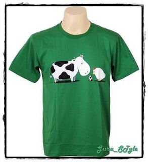 Funny COW CHICKEN Lover Animal Graphic T shirt Graffiti Man L