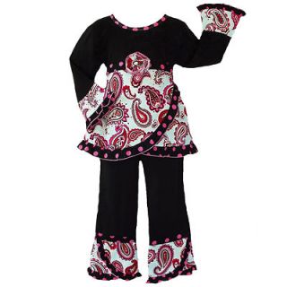 Baby Girls 2/3T AnnLoren Paisley & Polka Dots pants outfit clothing 