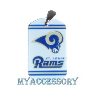 St. Louis Rams Team Logo Color Picture Photo Dog Tag Pendant w/ Ball 