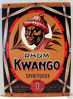 vintage kwango rhum label black americana negro  