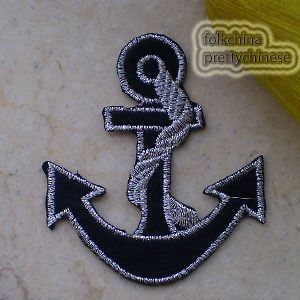 black anchor embroidery sew iron on patch 55mm s0045 from china 
