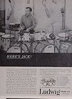 1961 Jack Sperling plays Ludwig drums in NBC Hollywood studio photo 