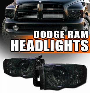   Dodge Ram Pickup Truck Smoked Crystal Headlights+Amber Assembly RH+LH