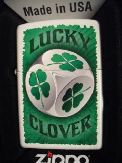   LEAF CLOVER DICE ZIPPO WINDPROOF LIGHTER SEALED NEW GIFT BOX CRAPS