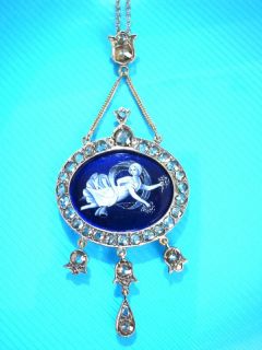 georgian limoges enamel fairy diamond pendant necklace from austria 