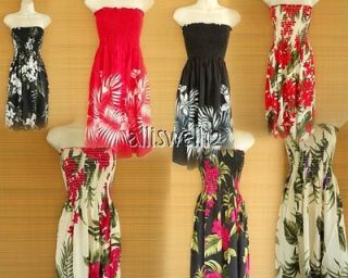 Tropical Hawaiian Luau Smock Strapless Tube Dress Floral Colors
