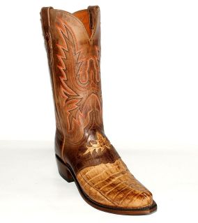 Mens Lucchese N1115 Tan Burnished Diego Hornback Caiman Tail Western 