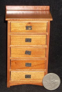 Dollhouse Miniature Pecan Small Chest / Bureau / Set of Drawers 1:12 